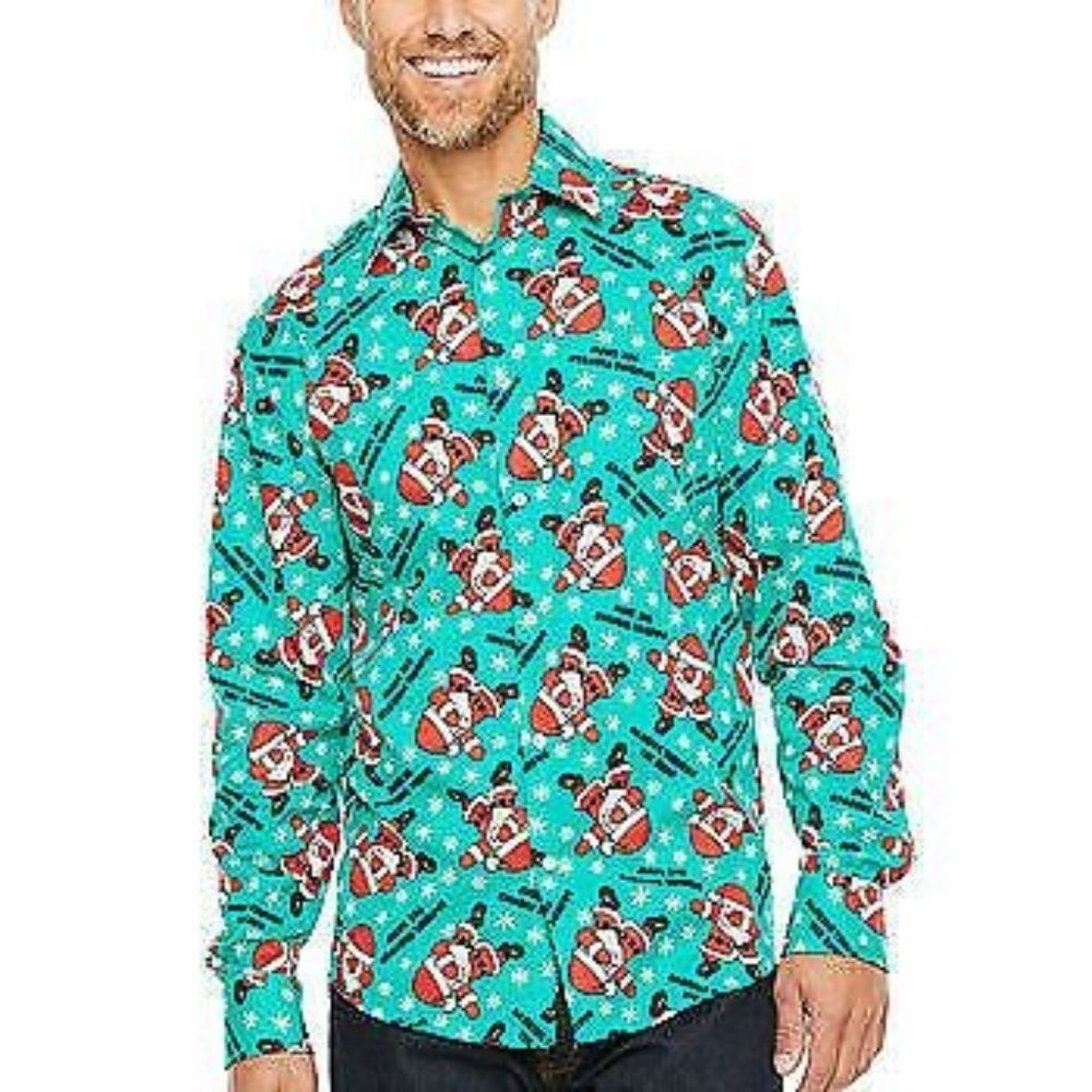 North Pole Trading Sz. 4XL Christmas Dabbing Through The Snow Santa Print NEW